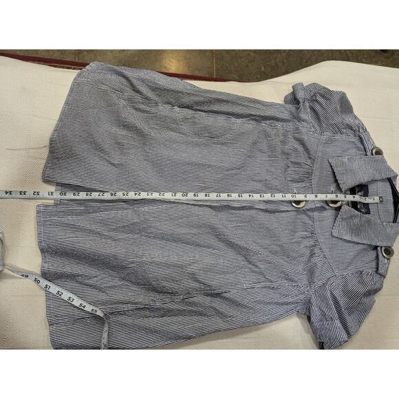 Women's pretty pinstripe pinafore smock w/Peter Pan collar & oversized buttons M - Picture 8 of 10